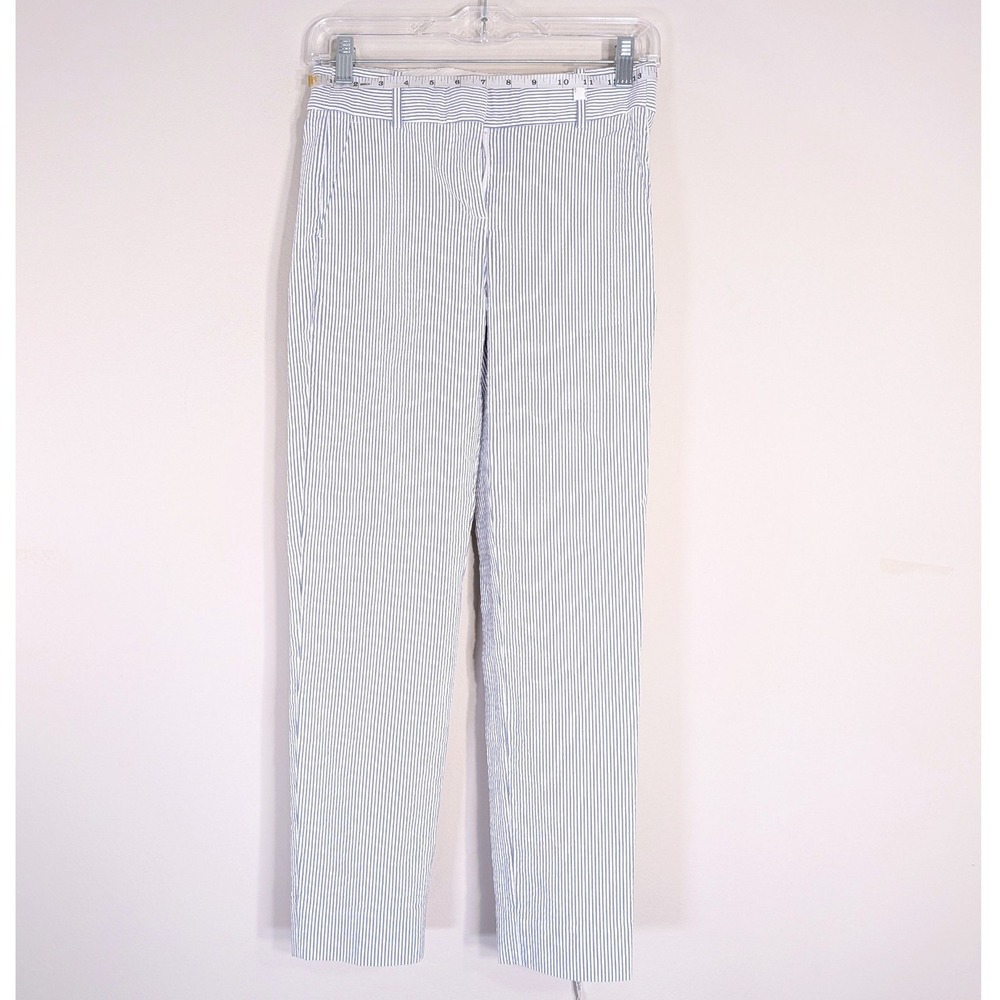 J.Crew Blue Seersucker Cameron Pants; Striped Slim Fit Ankle Trousers - Picture 1 of 7